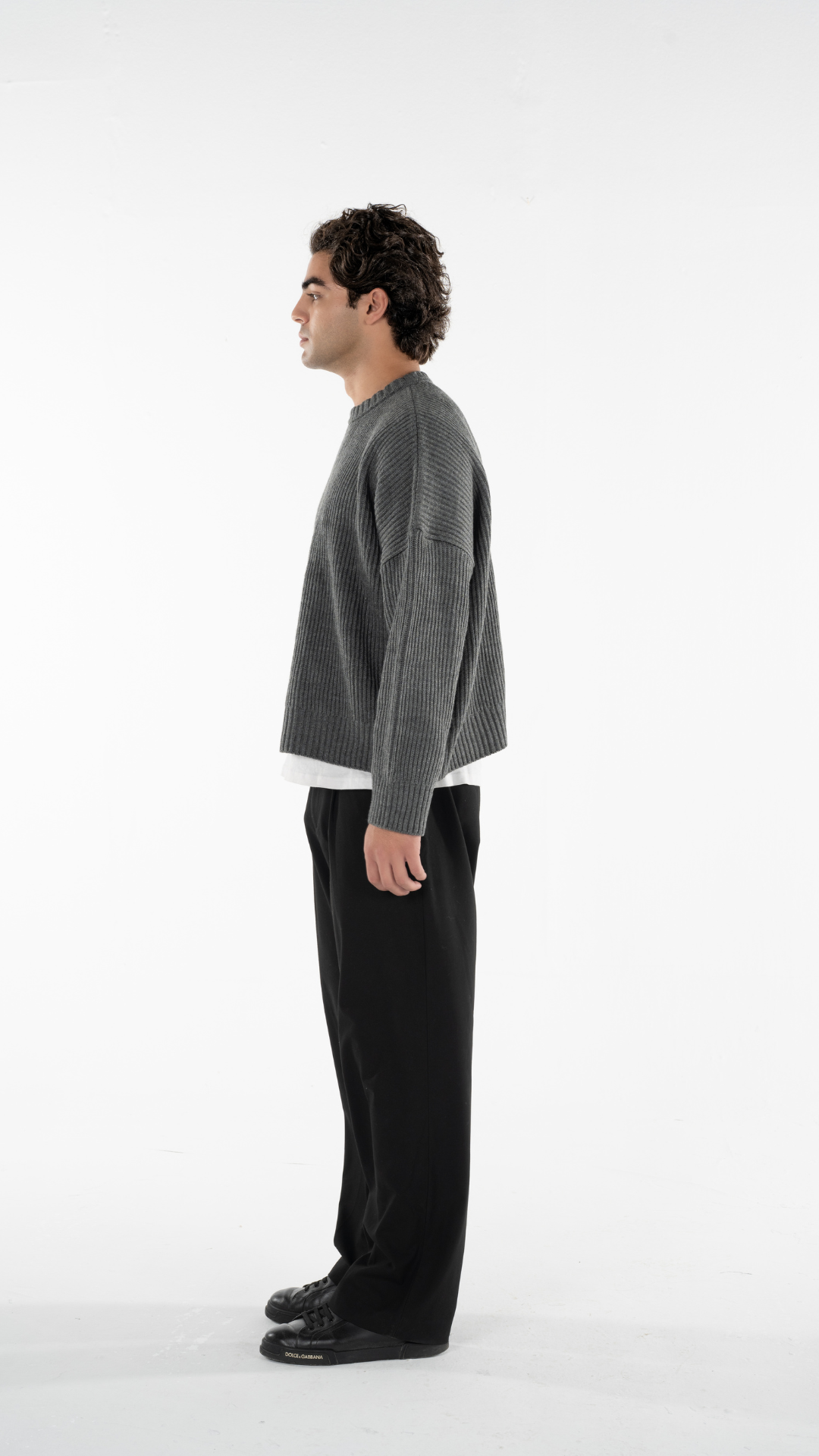 Grey Knitted Cropped Sweater