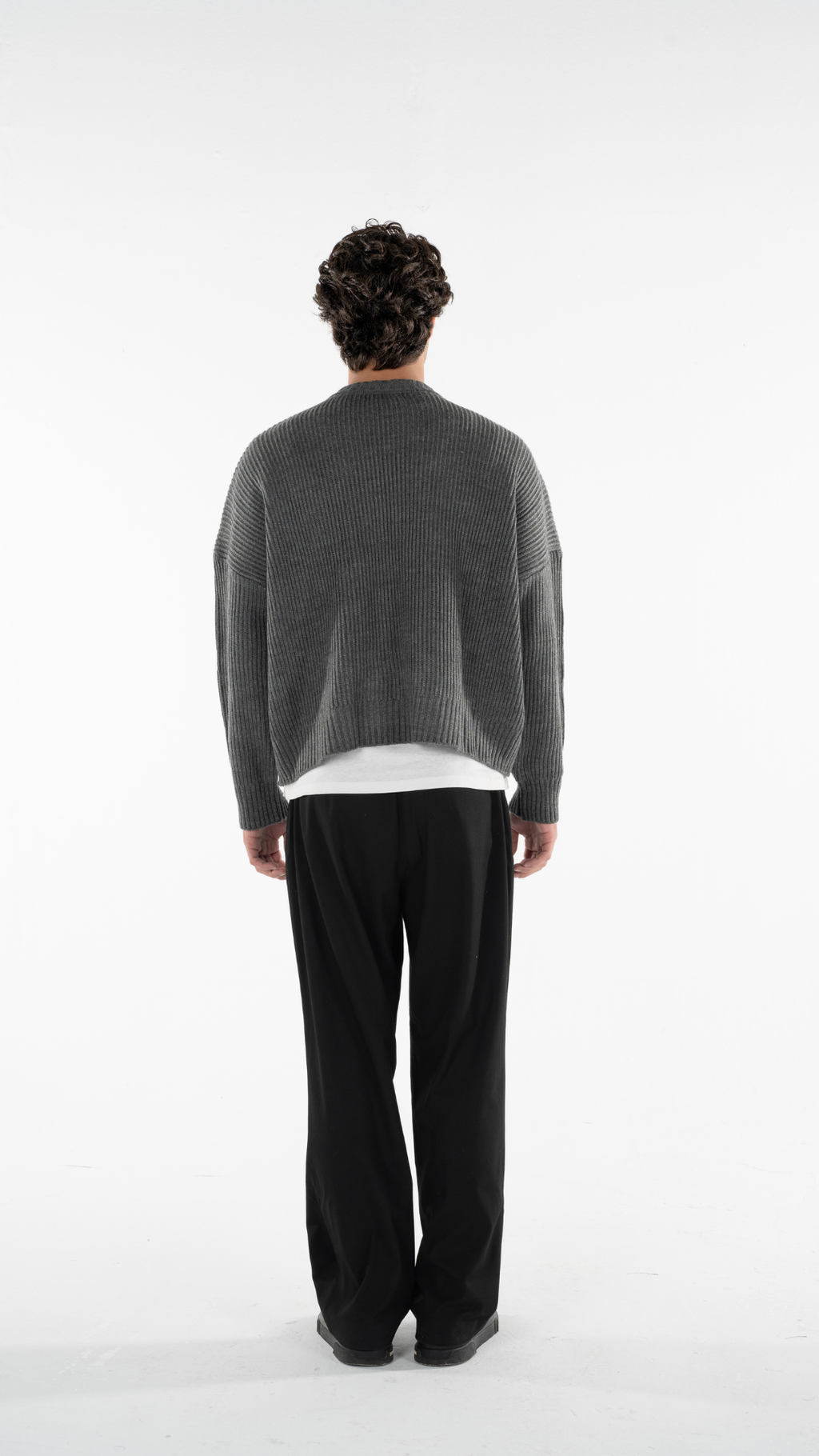 Grey Knitted Cropped Sweater