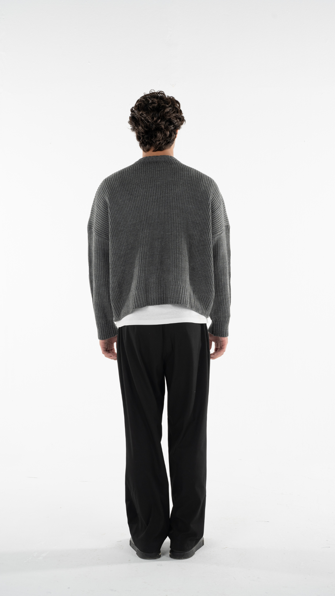 Grey Knitted Cropped Sweater