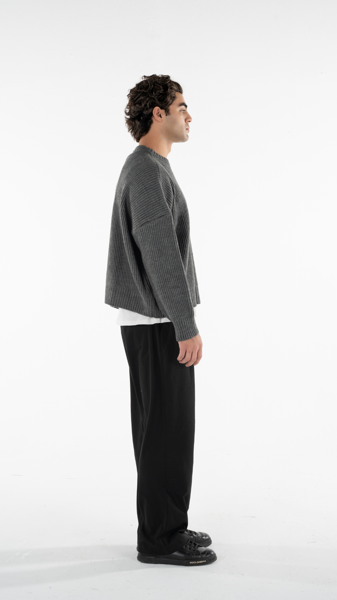 Grey Knitted Cropped Sweater