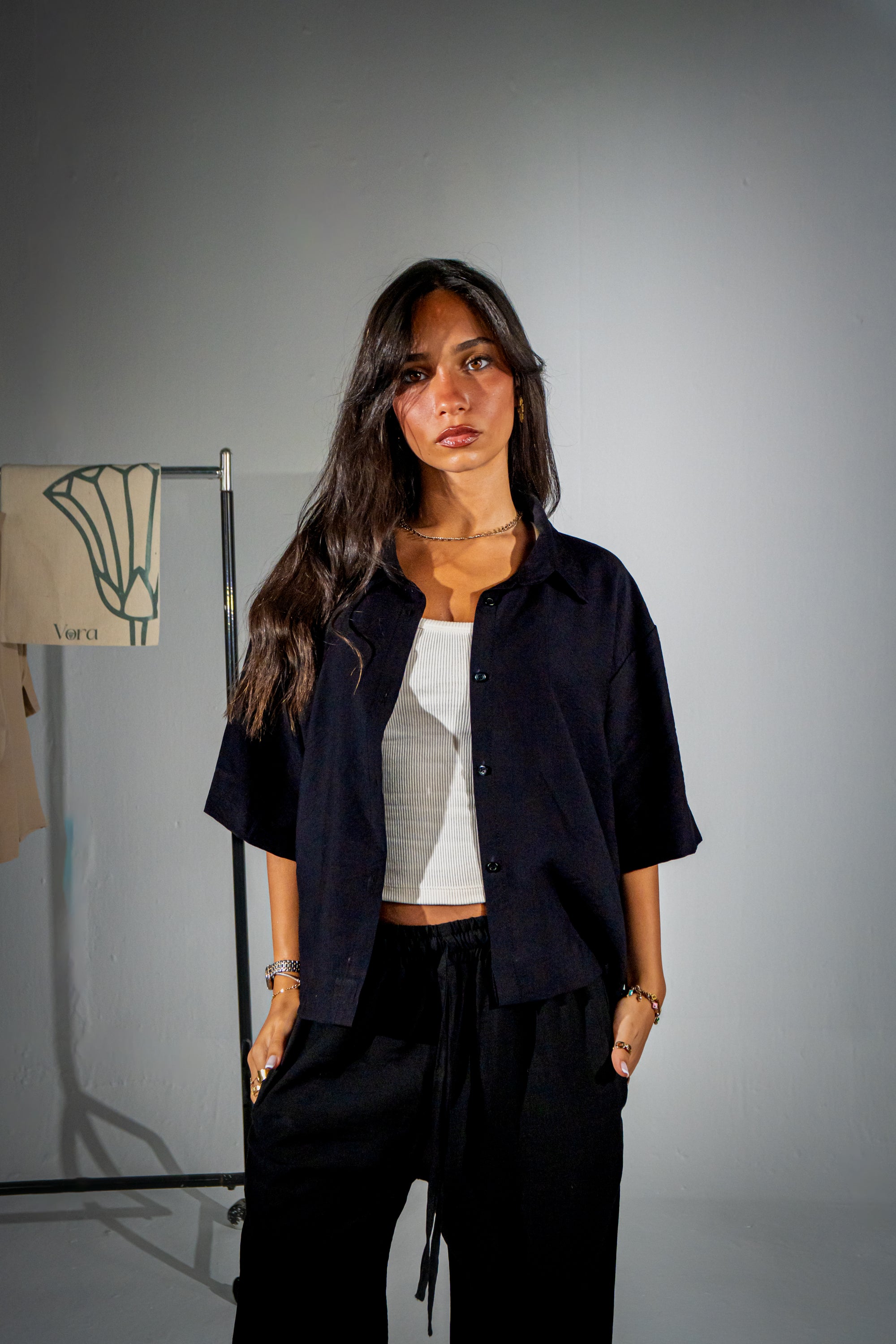 Black Cropped Chemise