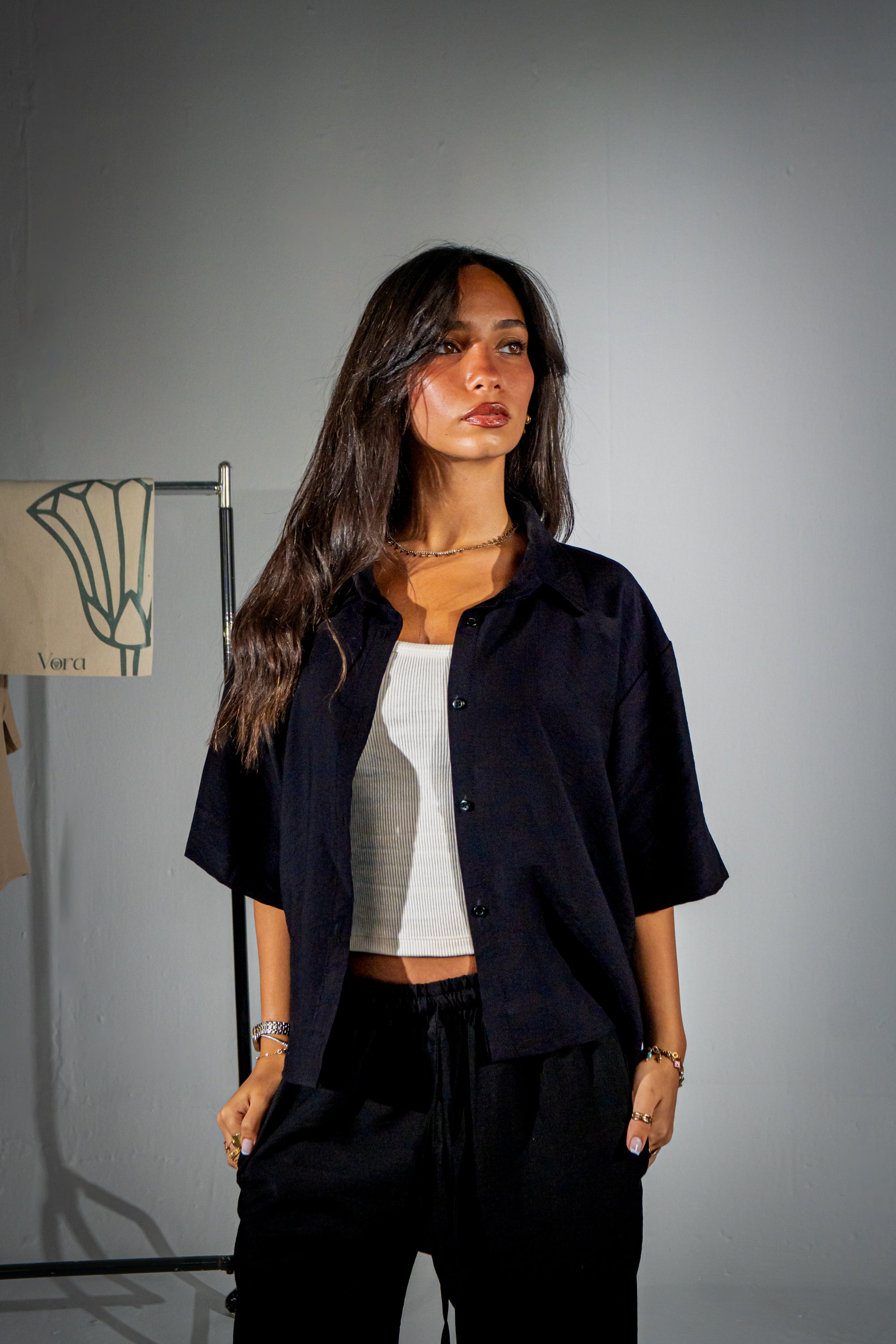 Black Cropped Chemise