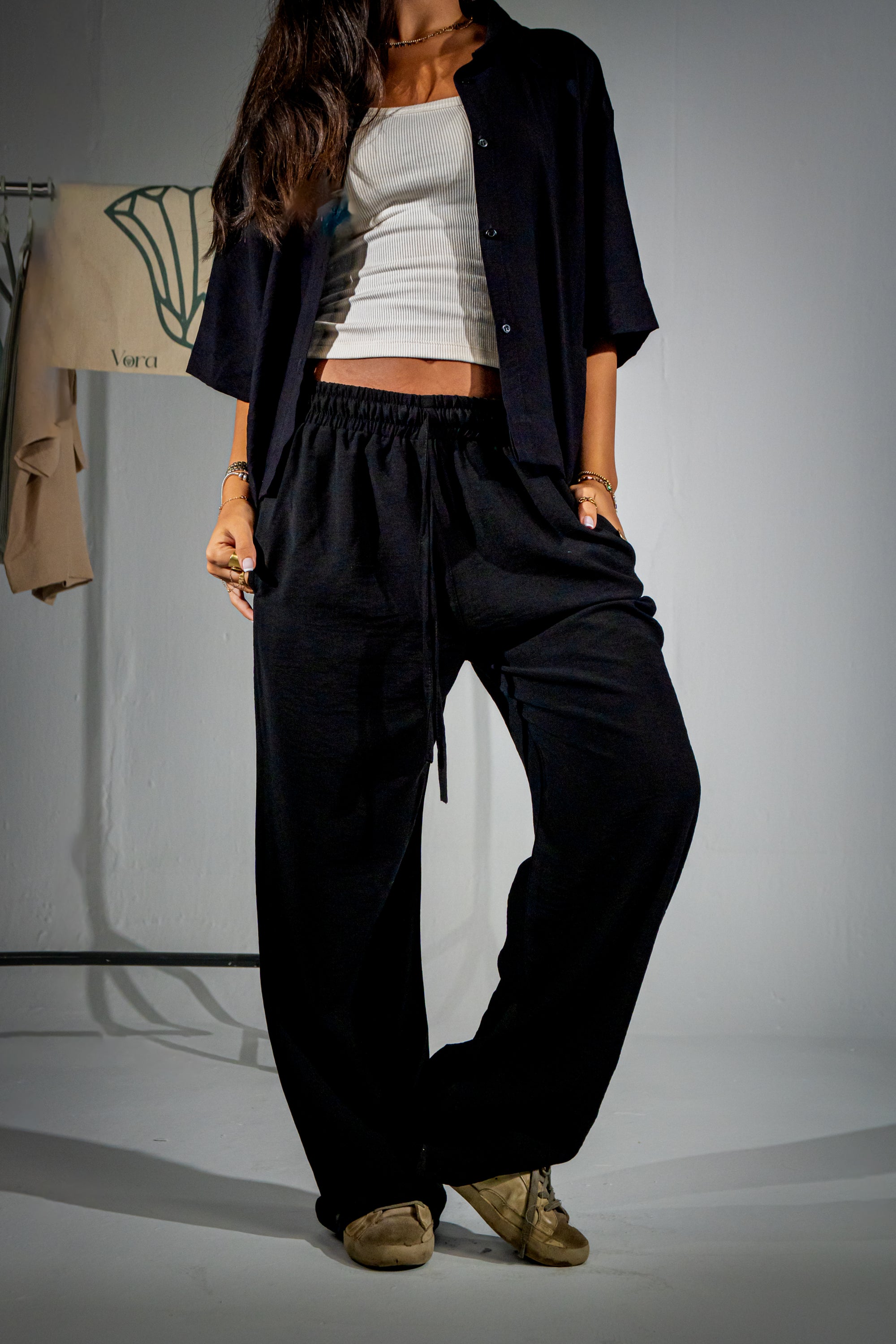 Black Cropped Chemise