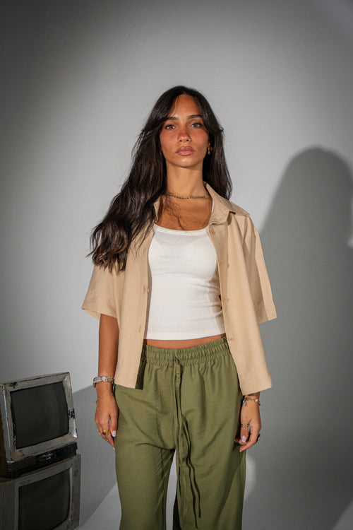 Beige Cropped Chemise
