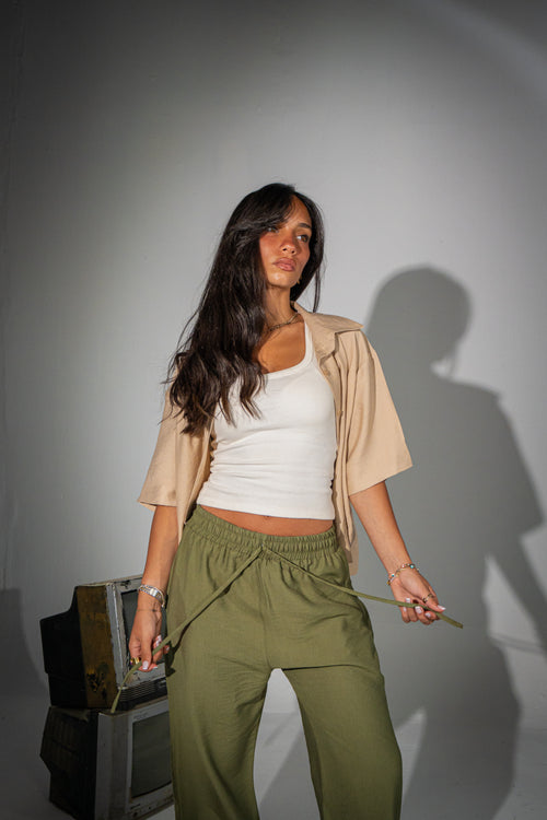 Beige Cropped Chemise